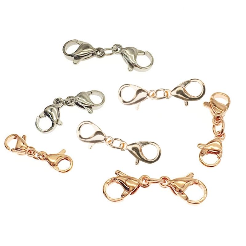 10 шт., маленький удлинитель браслета, ожерелье, укорачивающая застежка, удлинитель браслета, двойная застежка-лобстер, удлинитель