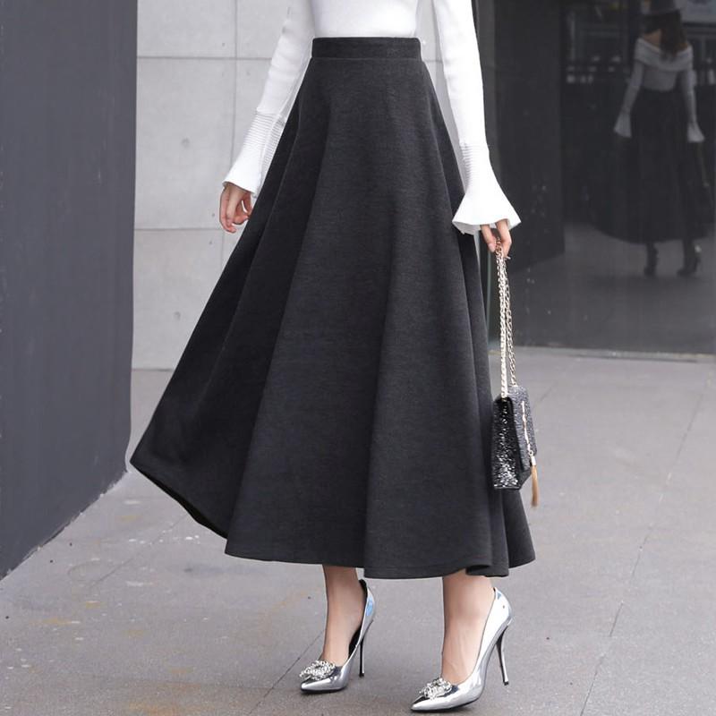 Шерстяная юбка средней длины Tooxika, длинная юбка с высокой талией и большим подолом, утолщенная юбка-трапеция, юбка-зонтик