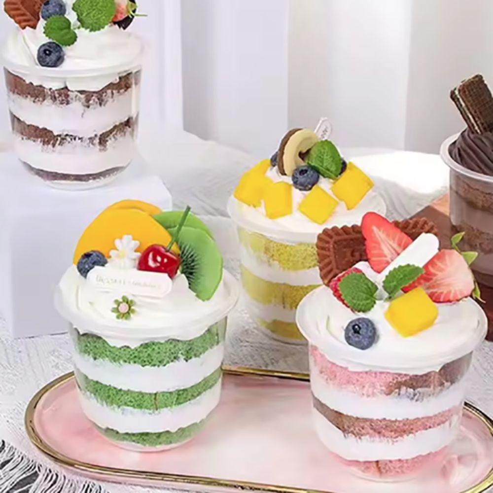 50pcs 250/360/500ML Disposable Cake Cup U Shaped Dessert Cup Drinkware Ice Cream Cup  Pudding
