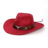 Women's European, American and British Western Cowboy Hat Men's Jazz Hat Retro Belt Decorative Wool Top Hat