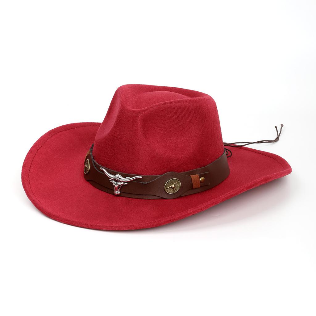 Women's European, American and British Western Cowboy Hat Men's Jazz Hat Retro Belt Decorative Wool Top Hat