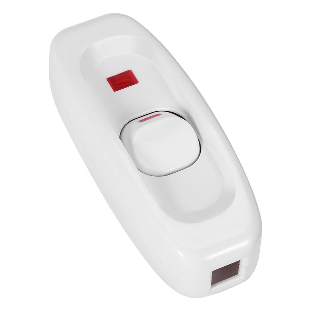 AC 250V 10A Inline ON/OFF Table Desk Lamp Cord Cable Switch with LED Indicator Light White