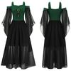 Kids Girls Renaissance Costume Halloween Cosplay Vintage Dress Up Cold Shoulder Lace Up Front Dresses