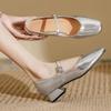 Мода Элегантные Женские Туфли Мэри Джейн на Среднем Каблуке с Квадратным Носком Босоножки на Каблуке Лодочки 2025 Лето Дизайнерские Неглубокие с Пряжкой Zapatillas De Mujer