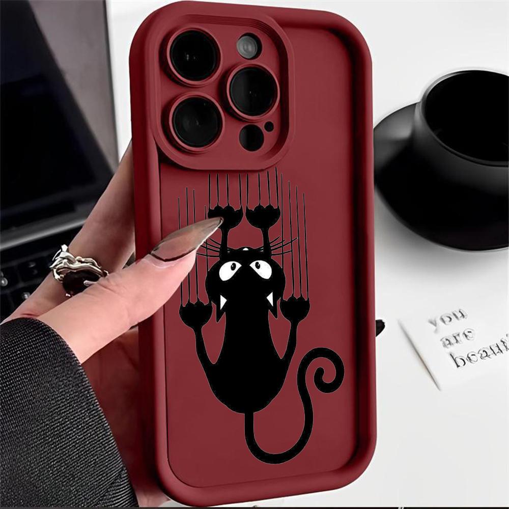 LZ9 мультяшный кот милый художественный дизайн силиконовый чехол для телефона iPhone 11 13 14 15 16 Pro Max 7 8 16 Plus 12 mini XS Max XR противоударный задний чехол