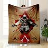 Fleece Blanket - Assassins Creed Ezio Blood Splash Hooded Gamer Poster for Sofa Couch Decor