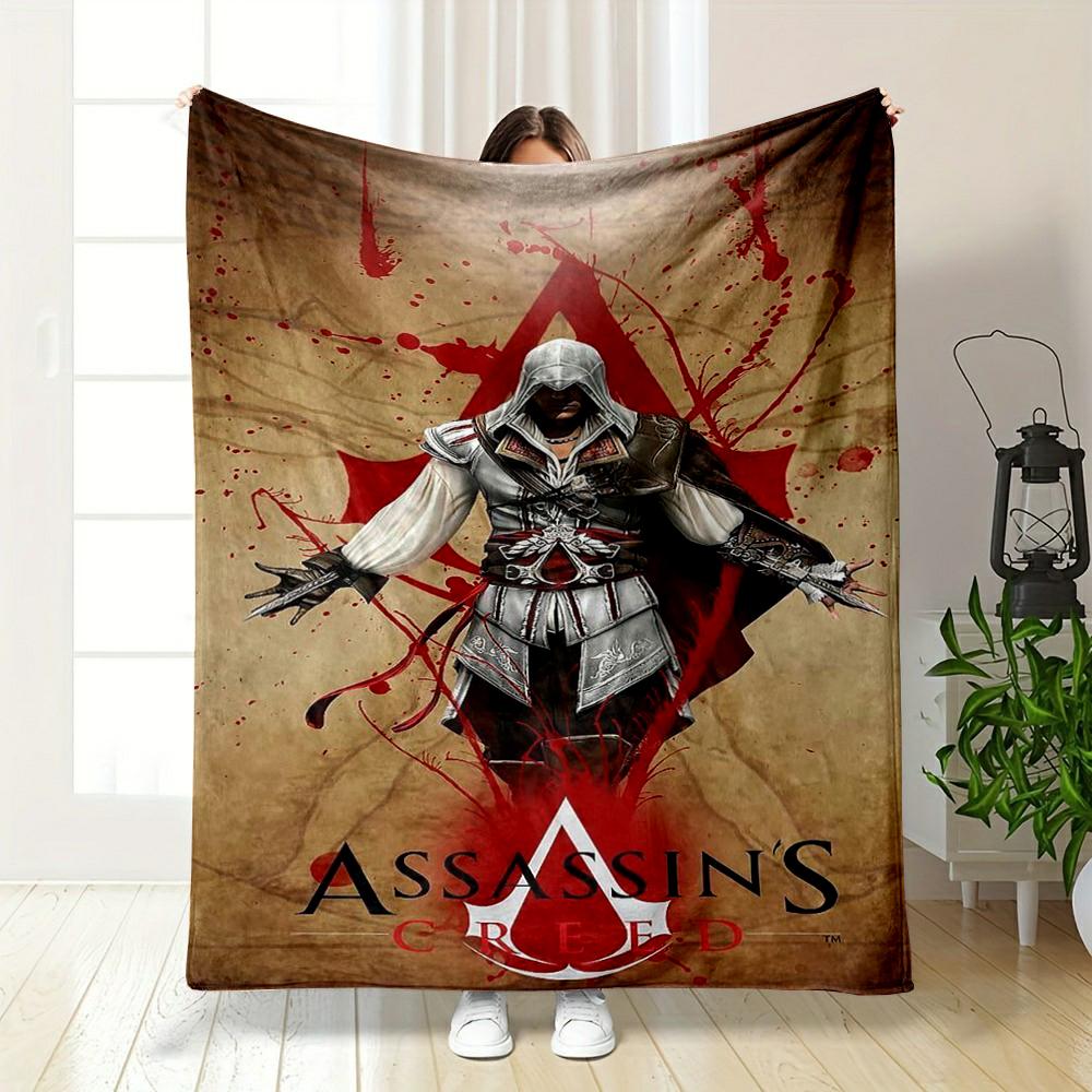 Fleece Blanket - Assassins Creed Ezio Blood Splash Hooded Gamer Poster for Sofa Couch Decor