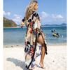 EDOLYNSA Кимоно с принтом в стиле бохо, женское летнее пляжное платье, сексуальное бикини, накидка, туника, элегантная пляжная одежда больших размеров, купальный костюм, накидка Q1116