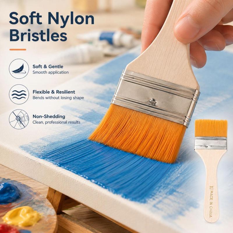 Wooden Handle Nylon Bristle Paint Brush Nylon Bristle Oil Painting Brushes Oil Painting Watercolor Drawing Dusting Cleaning Tool