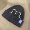Полосатая зимняя универсальная шерстяная шляпа с вышивкой медведя, шапки в корейском стиле, вязаная шапка, женские шапочки