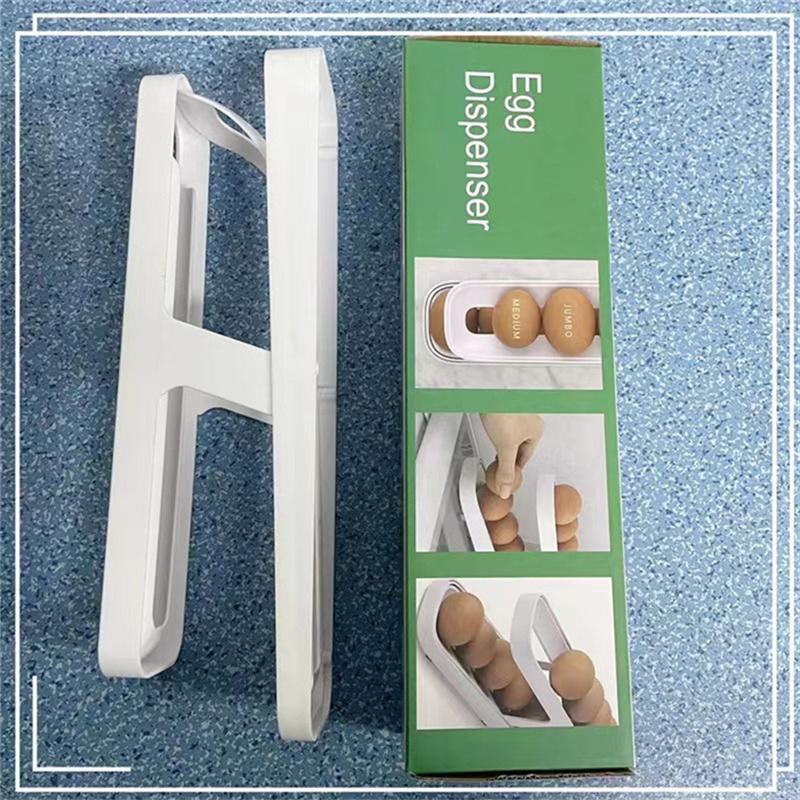 Двухслойный компактный держатель для яиц, бытовой кухонный холодильник, ящик для яиц, устойчивый к падениям, стеллаж для хранения, автоматический ролик для яиц