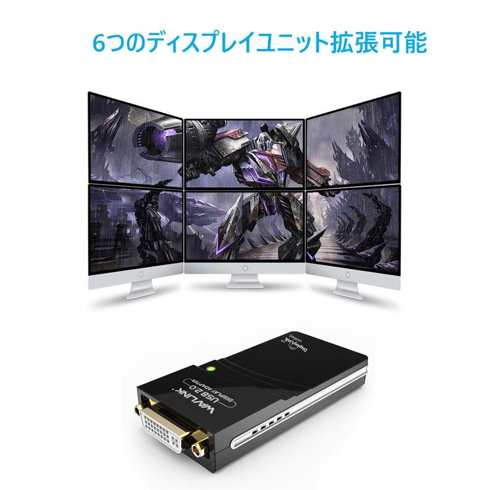 Графический USB-адаптер Wavlink подключает несколько мониторов с разрешением до 1920x1080, совместимый с DisplayLink, ОС Windows 2.0 VGA/DVI/HDMI