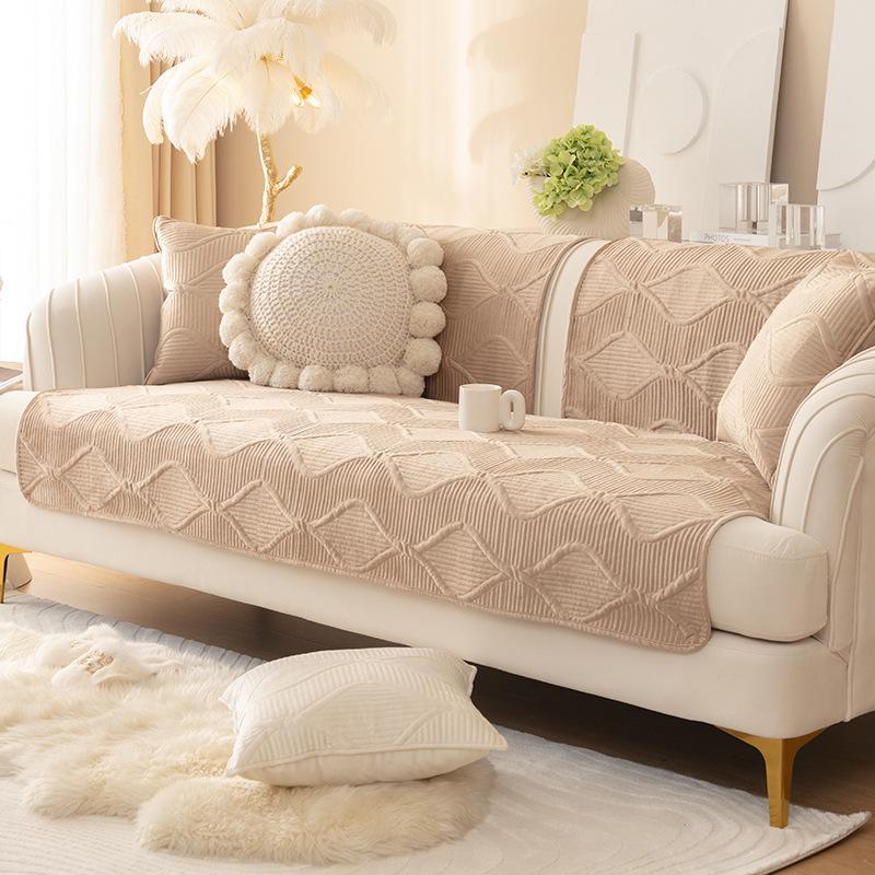 Light Luxury Dutch Plush Sofa Cushion Winter Fabric Thickened Anti Slip Plush Cover