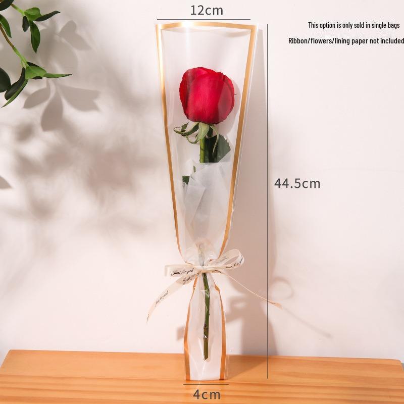 Valentine's Day Transparent Waterproof Flower Bag for Single Bouquet