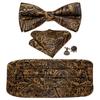 Barry.Wang Mens Cummerbund Belt and Bowtie Set Silk Pre Bow Tie Hanky Cufflink Set