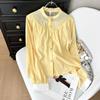 Желтая красивая рубашка женская ранняя весна новая роскошная с высоким чувством уникальная и красивая не люблю развевающуюся блузку