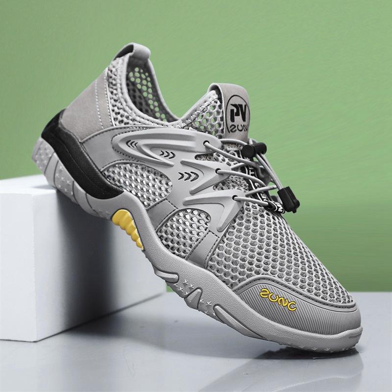 Летняя быстросохнущая обувь для ручьев мужская уличная обувь для ходьбы по воде большая сетчатая полая обувь мужская сетчатая спортивная модная обувь