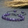 Beads Bracelet For Women 8mm Stone Purple Stripes Agate Braid Rope Charm Bracelet Couples Meditation Bracelet For Men Jewelry