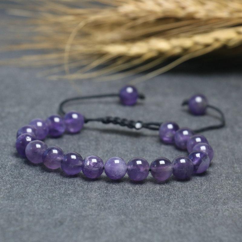 Beads Bracelet For Women 8mm Stone Purple Stripes Agate Braid Rope Charm Bracelet Couples Meditation Bracelet For Men Jewelry