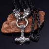 Популярное мужское ожерелье из нержавеющей стали с головой волка викингов, Молот Тора, ожерелье, императорская цепочка, ожерелье 
