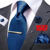 Hi-Tie Mens Silk Tie Set Brooch Pin Necktie Hanky Cufflinks Tie Clip for Business Wedding