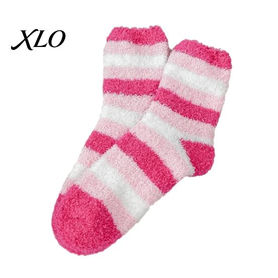 Mid Tube Sleep Socks 1 Pair Women Fuzzy for Valentine's Day, Warm Fluffy Coral Fleece Love Pattern Slipper Socks, Fall Winter Thick Sleeping