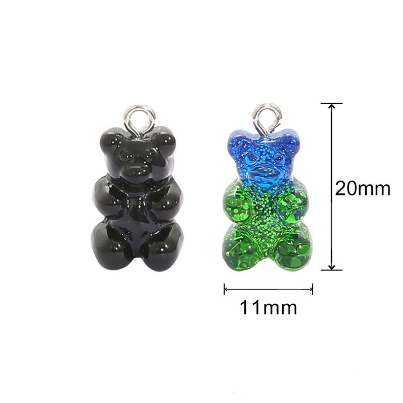 10pcs Resin Candy Color Bear Charms Pendant Beads for Necklace Bracelet Jewelry Making
