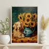 Cat With Pearl Earring Print Mona Lisa Cat Classic Art Cat Poster Renaissance Style Wall Art Parody Cat Canvas Painting Decor
