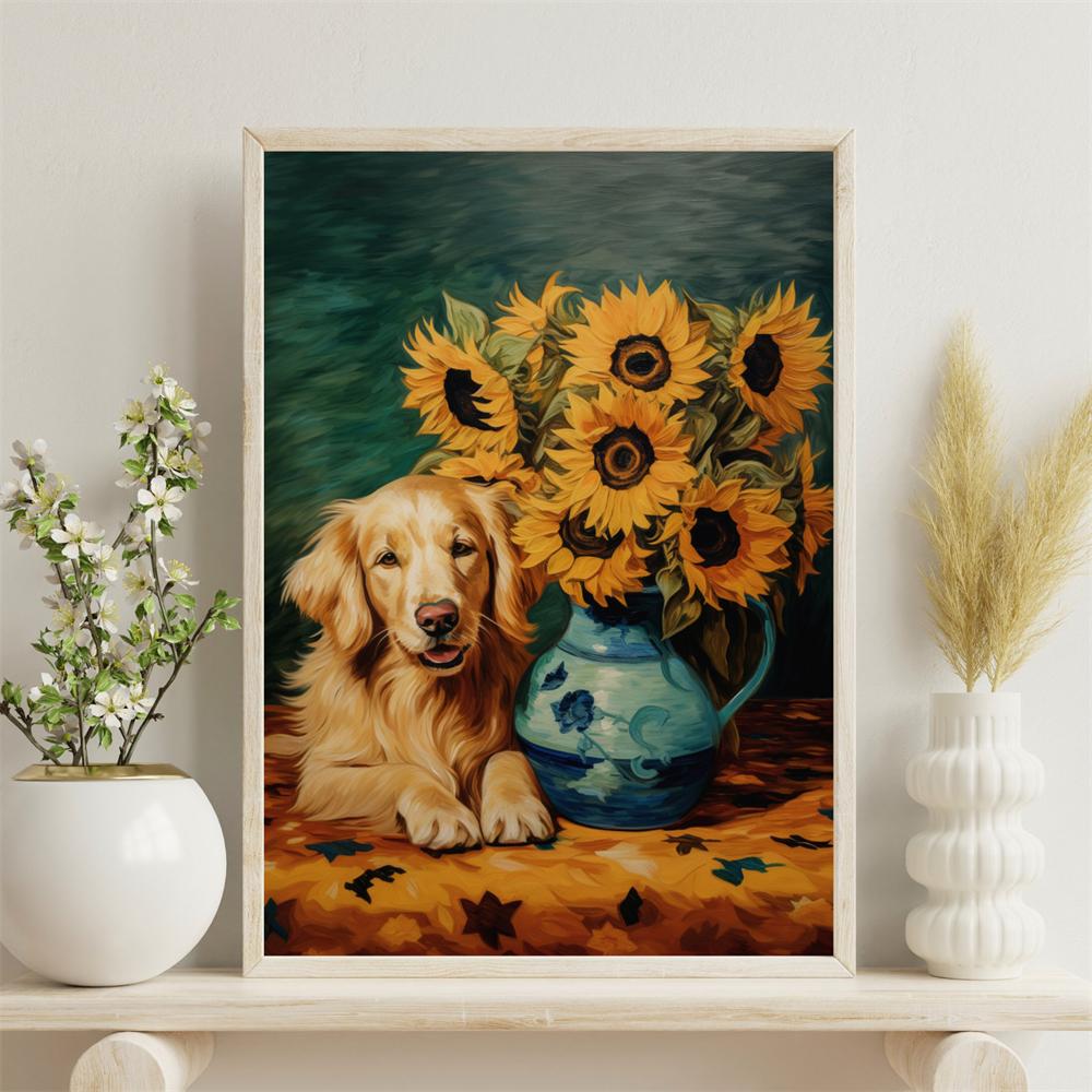 Cat With Pearl Earring Print Mona Lisa Cat Classic Art Cat Poster Renaissance Style Wall Art Parody Cat Canvas Painting Decor