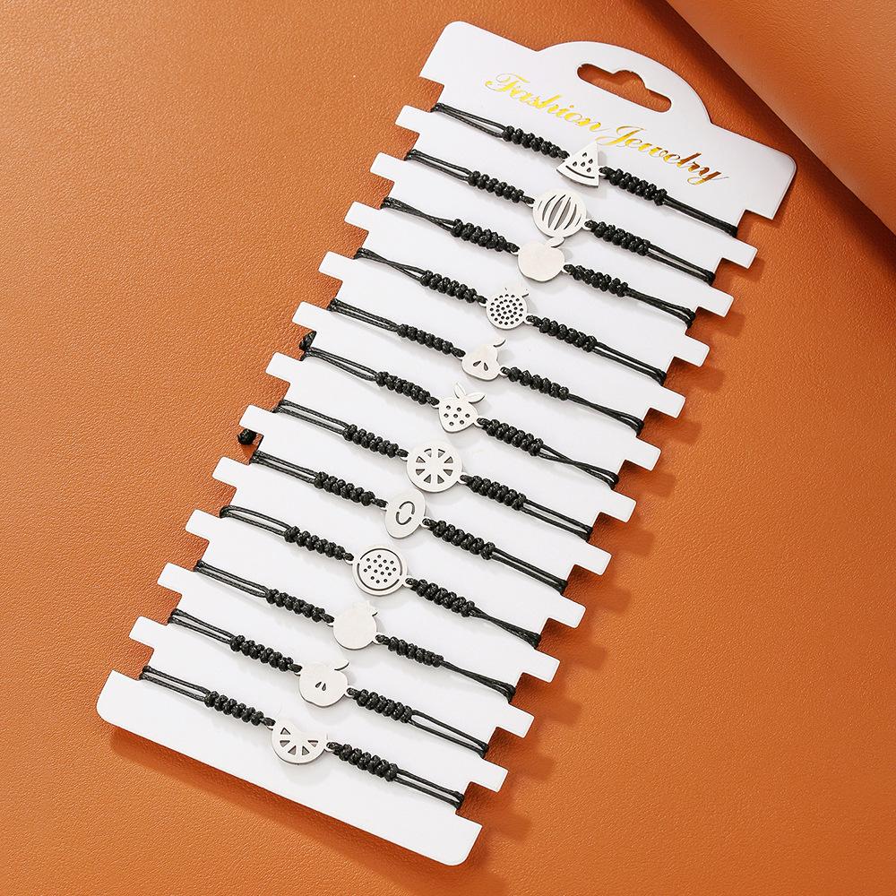 11-Pack Color Woven Bracelet Combination Cartoon Stainless Steel Small Animal Accessories Jewelry