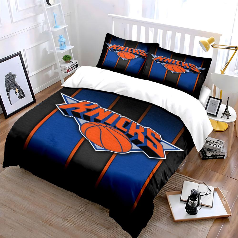 "Knicks logo with basketball." Bedding sets Duvet cover sets Duvet covers Pillowcases(1*Duvet Cover 2*Pillowcases without duvet insert)