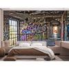 Urban Street Graffiti Wall Mural Retro Abandoned School Building Wallpaper Children Kids Adult Bedroom Murals