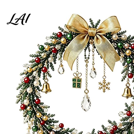 DIY Ornament Making Supplies Beaded Christmas Craft Kit Holiday Wreath Kit with Colorful Beads Crafting Accessories & Charms Seasonal Bead