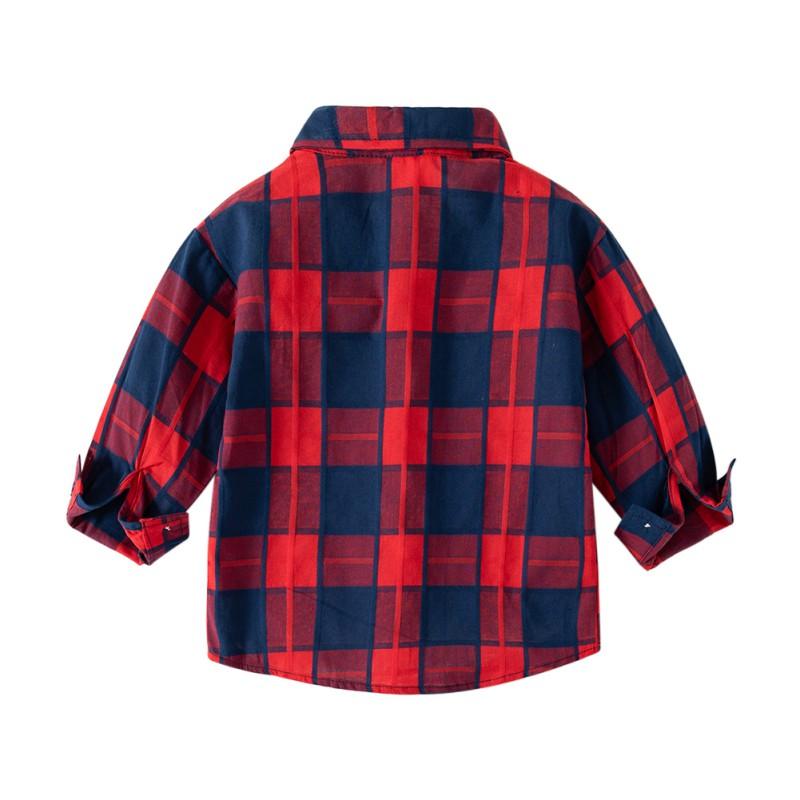 Kids Boys Shirt Clothes Spring Fall Plaid Blouses Clothing Infant Boy Cotton Tops 1-6 Years Kids Shirt