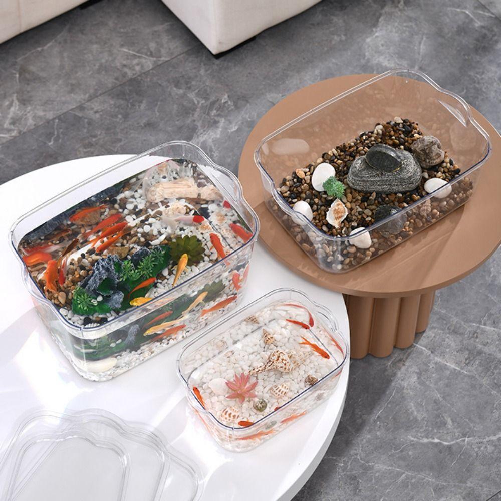 ПЭТ настольная чаша для золотых рыбок прозрачная мобильная маленькая емкость для рыб креветок черепах