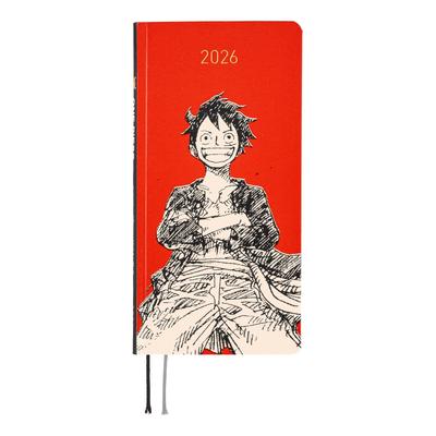 Hobonichi Techo 2026 недели Журнал ONE PIECE/Соломенная шляпа Луффи КРАСНЫЙ Начало в январе Недельный планер Неделя слева Тонкий вертикальный