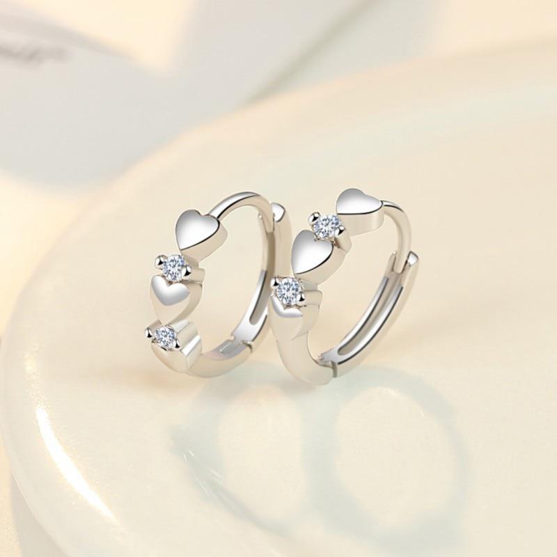 Fashion Crystal Heart Charm Piercing Stud Earring For Women Girls Jewelry Pendientes Accessories Eh1343