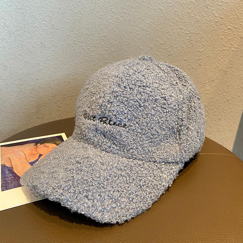Plush Baseball Cap Ins Niche Women's Autumn and Winter Korean Style Versatile Casual Letters Big Head Circumference Baseball Hat