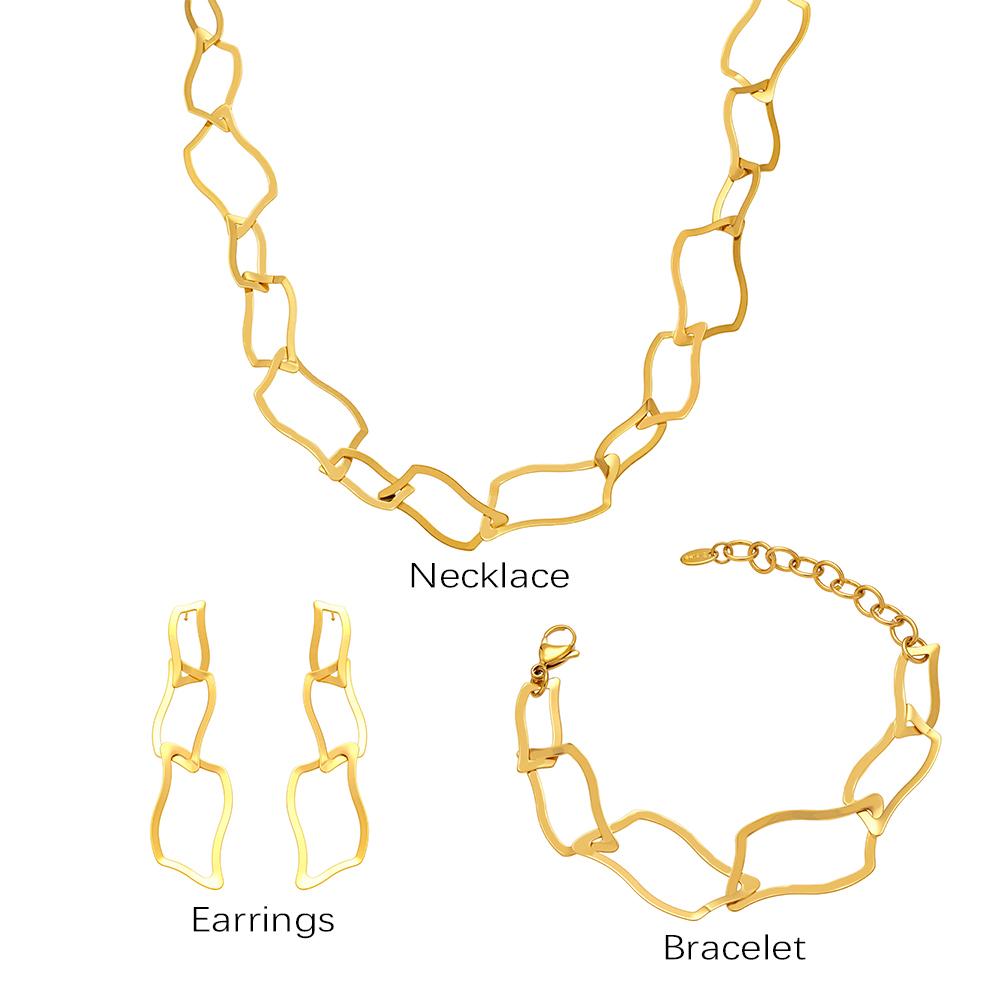 Толстая цепь ожерелье браслет серьги из нержавеющей стали с 18-каратным золотым покрытием наборы ожерелий браслетов серег-подвесок для женщин