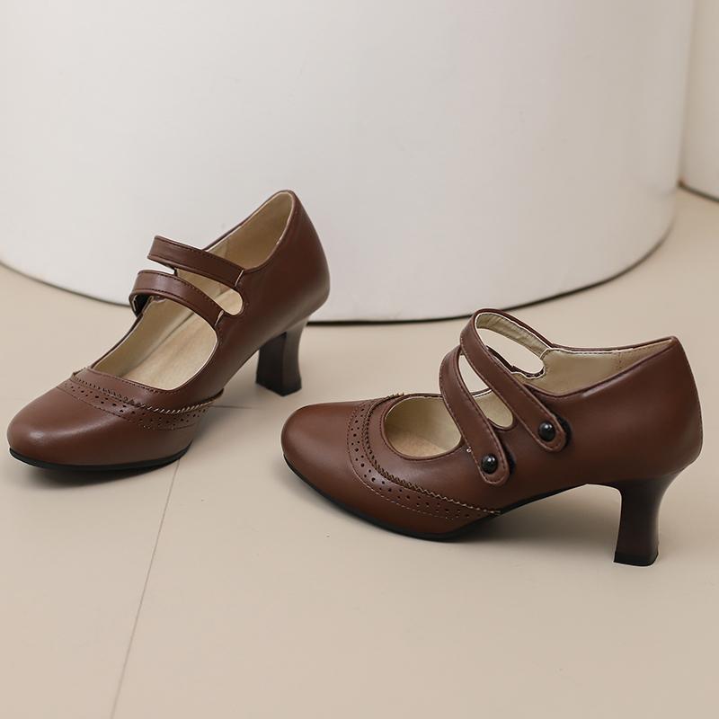 Женские туфли на высоком каблуке, весна-лето, новые, резные, в стиле ретро, легкие, большого размера, низкие туфли