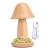 Mushroom Lamp Rechargeable Stepless Dimmable 3 Color Temperature Cordless Solid Wood 150 Degrees Rotatable