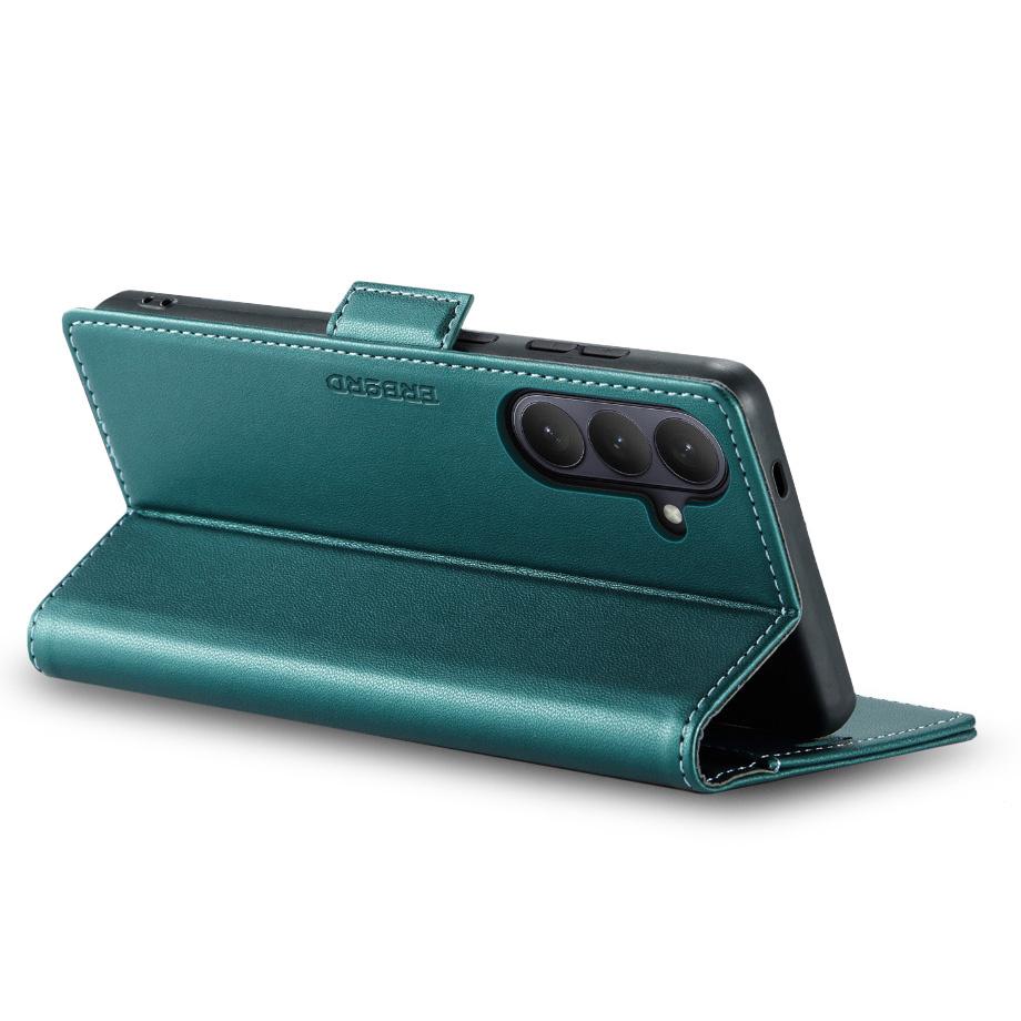 Samsung Galaxy A37 5G Case, ERBORD Glossy Litchi, Wallet with Flip, Green