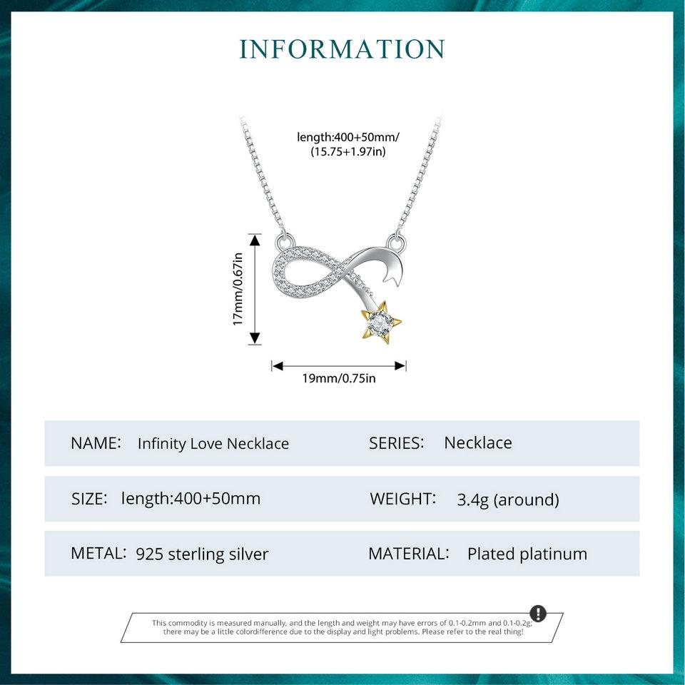 BAMOER из стерлингового серебра 925 пробы, кулон «Бесконечность любви», ожерелье, цепочка на шею «Метеор» для женщин, подарок на годовщину, ювелирные украшения