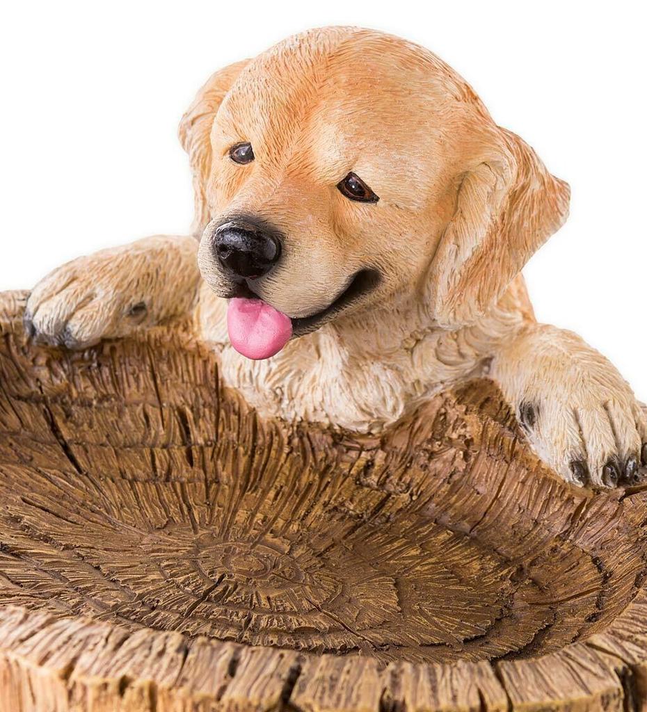 Playful Garden Dog Statues Resin Bird Feeding Tray Home Yard Animal Sculptures Ornaments Garden Decoration