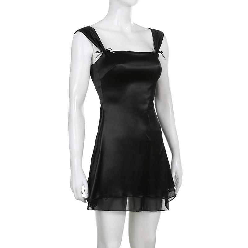 WTEMPO Бренд Pure Desire Style Mesh Splice Sling Dress Модные сексуальные платья спереди и сзади с заниженной талией Slim Spicy Girl