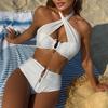 2025 Холтер вырез с высокой талией бикини женский купальник женский купальник из двух частей бикини комплект с подкладкой купальный костюм для плавания V6256