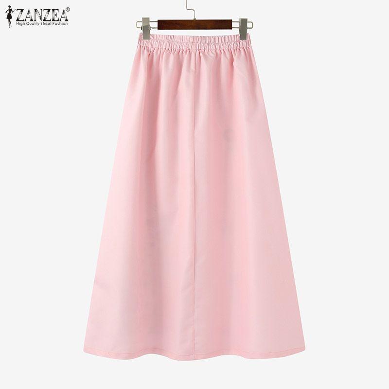 ZANZEA Women Casual Elastic Waist Loose Summer Floral Skirts