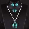 Имитация Параиба Зеленый Бриллиант Набор Ожерелье Цепочка Роскошный Полный Бриллиант Красный Камень Ужин Свадьба Серьги-гвоздики Кольцо Женщины