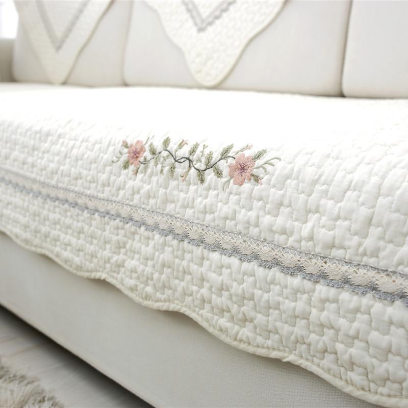 Пасторальный стиль плотные чехлы для дивана нескользящие мягкие белые диванные подушки коврик с вышивкой в виде гречневой лозы угловой чехол для дивана L-типа