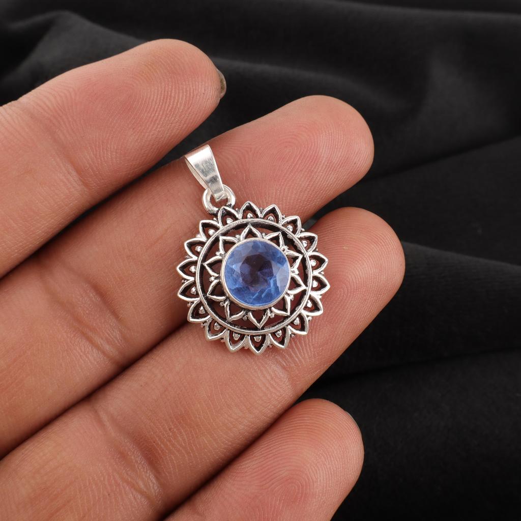 Tanzanite Handmade Gemstone Pendant, 925 Solid Sterling Silver Pendant Antique Jewelry, Pendant For Engagement Gift